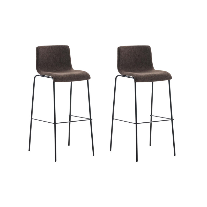 Lot de 2 tabourets de bar Hoover, en tissu, piètement à 4 pieds, noirs brun