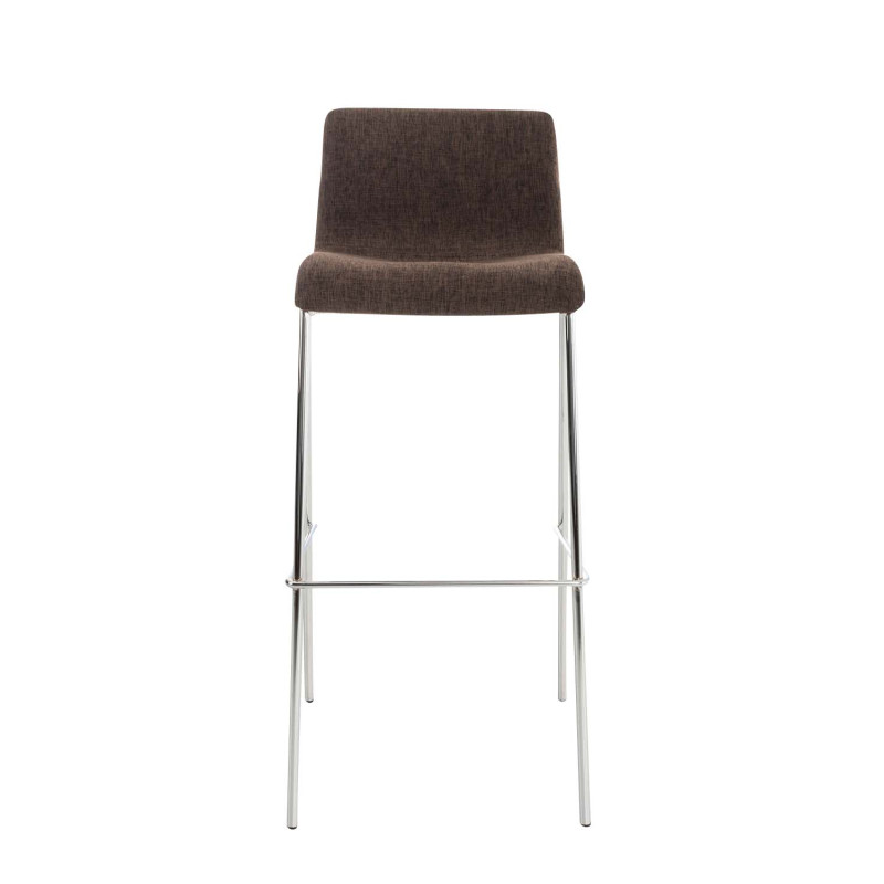 Ensemble de 2 tabourets de bar Hoover, tissu, piètement à 4 pieds, chromés brun