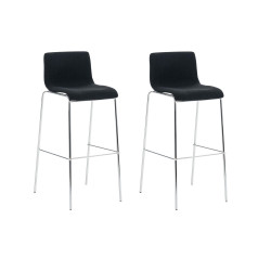 Ensemble de 2 tabourets de bar Hoover, tissu, piètement à 4 pieds, chromés noir