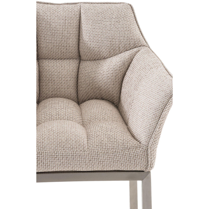 Tabouret de bar en tissu Damaso E avec structure à 4 pieds ivoire