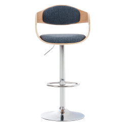 Tabouret de bar en tissu Kingston C naturel/bleu