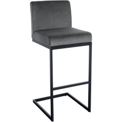 Tabouret de bar en velours Hopewell B gris foncé
