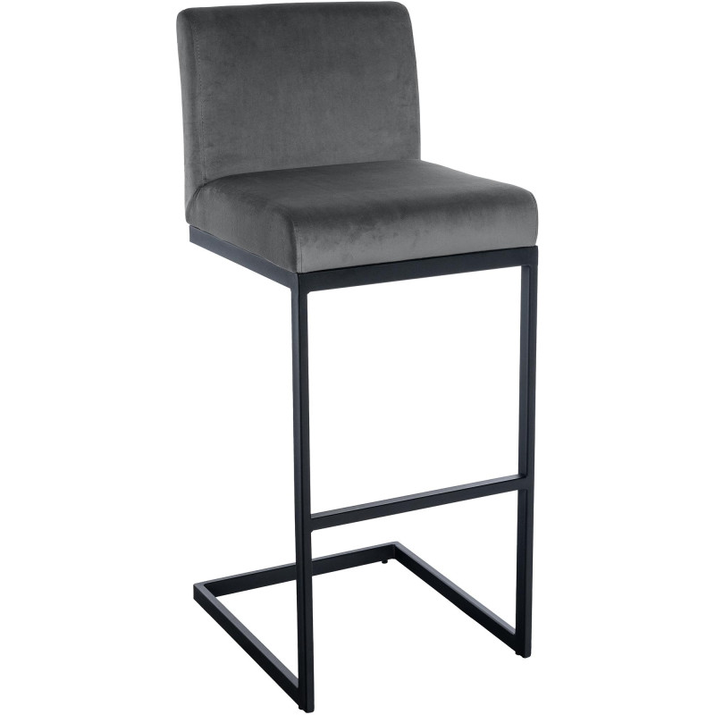 Tabouret de bar en velours Hopewell B gris foncé