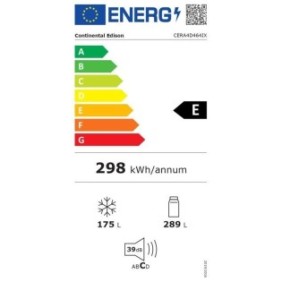 Réfrigérateur Continental Edison - CERA4D464IX - 4 portes avec distributeur d'eau - 464L - Total No Frost - L79 cm x H 180 cm - 