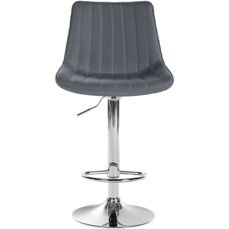 Tabouret de bar Toni tissu chromé gris