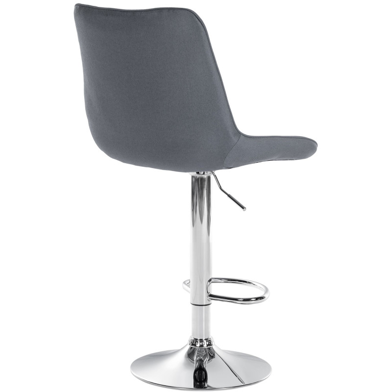 Tabouret de bar Toni tissu chromé gris