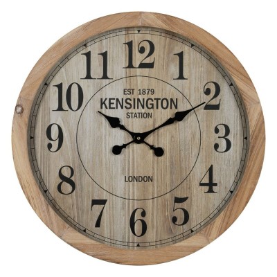 Horloge Murale Naturel Bois Verre 60 x 60 x 6,5 cm