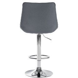 Tabouret de bar Toni tissu chromé gris