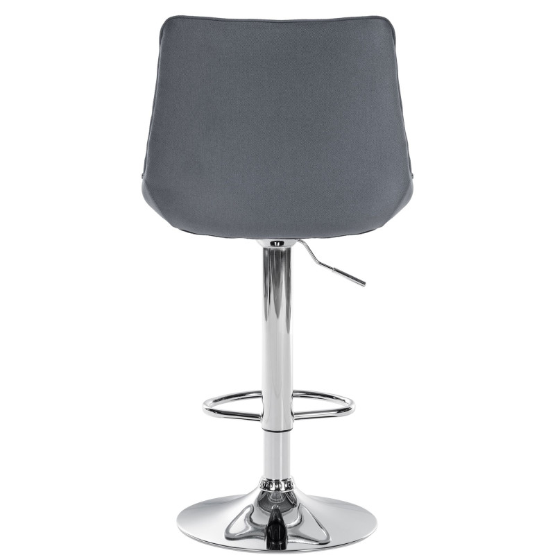 Tabouret de bar Toni tissu chromé gris