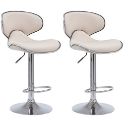 Ensemble de 2 tabourets de bar Las Vegas V2 en tissu chromé crème