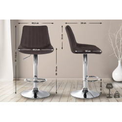 Tabouret de bar Toni tissu chromé taupe