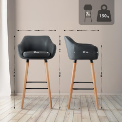 Ensemble de 2 tabourets de bar Grant en similicuir gris