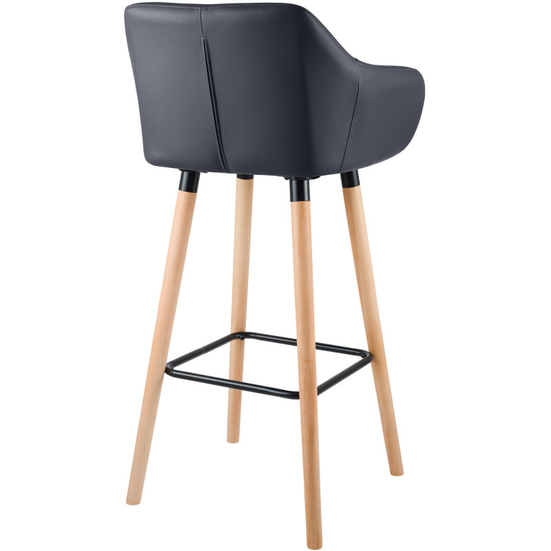 Ensemble de 2 tabourets de bar Grant en similicuir noir