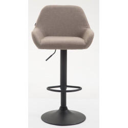 Lot de 2 tabourets de bar Braga, tissu, noir taupe