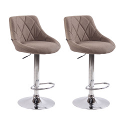 Ensemble de 2 tabourets de bar en tissu Lazio C taupe