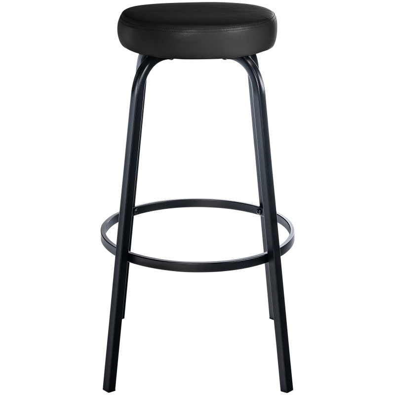 Tabouret de bar Kamari en cuir artificiel noir