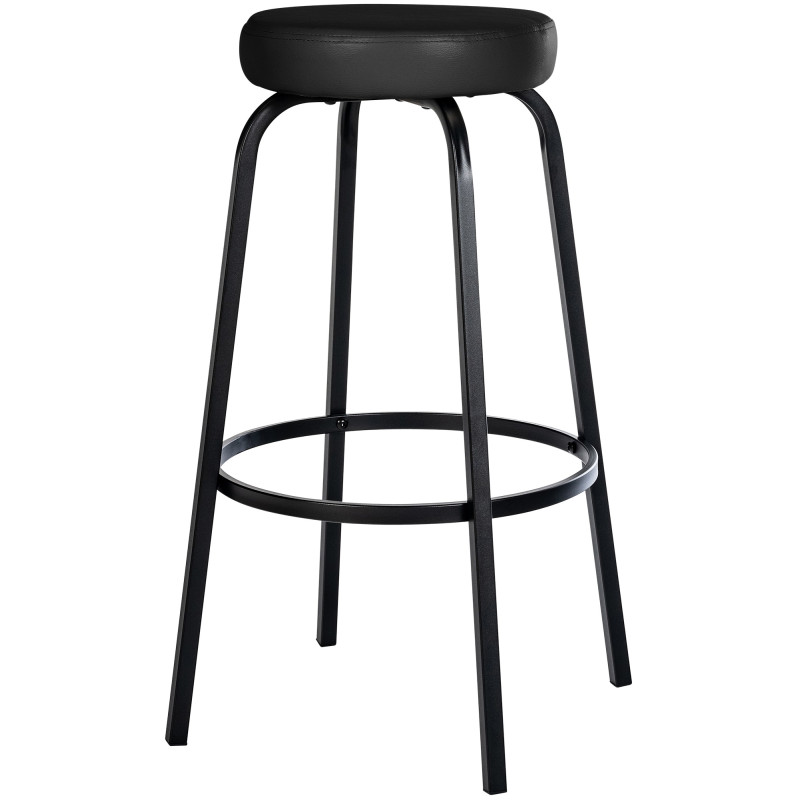 Tabouret de bar Kamari en cuir artificiel noir