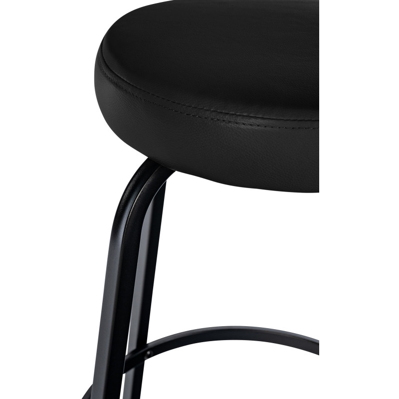 Tabouret de bar Kamari en cuir artificiel noir