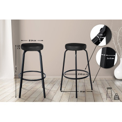 Tabouret de bar Kamari en cuir artificiel noir