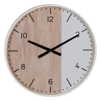 Horloge Murale Blanc Naturel Bois 60 x 60 x 5,5 cm