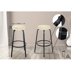 Tabouret de bar en velours Kamari crème