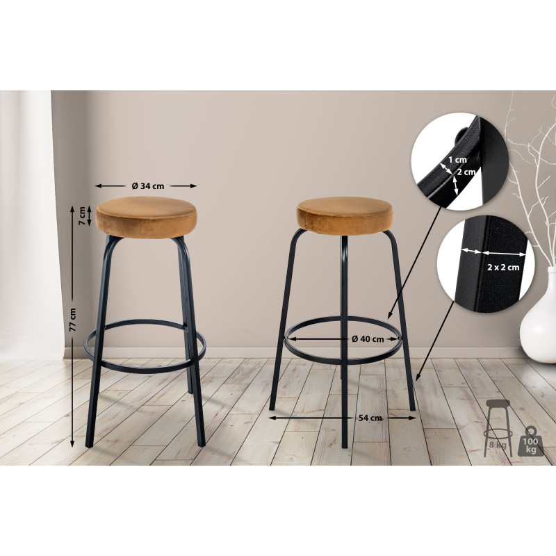 Tabouret de bar en velours Kamari café