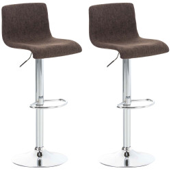 Ensemble de 2 tabourets de bar Hoover, tissu, chrome brun