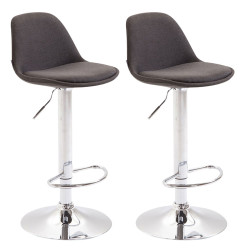 Ensemble de 2 tabourets de bar en tissu Kiel gris foncé
