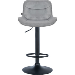 Tabouret de bar Vonore velours noir gris