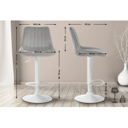 Tabouret de bar Toni velours gris