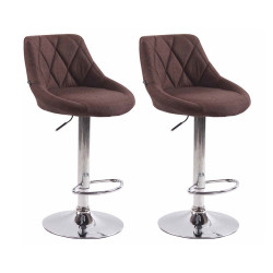 Ensemble de 2 tabourets de bar en tissu Lazio C brun