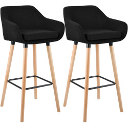 Ensemble de 2 tabourets de bar Grant en tissu noir