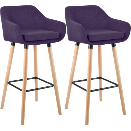 Ensemble de 2 tabourets de bar Grant en tissu violet