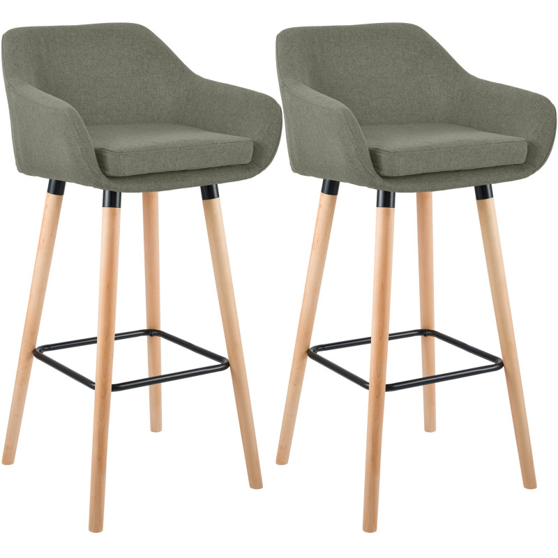 Ensemble de 2 tabourets de bar Grant en tissu gris clair