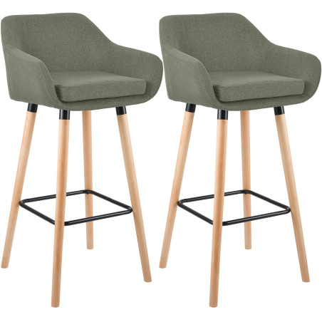 Ensemble de 2 tabourets de bar Grant en tissu gris clair