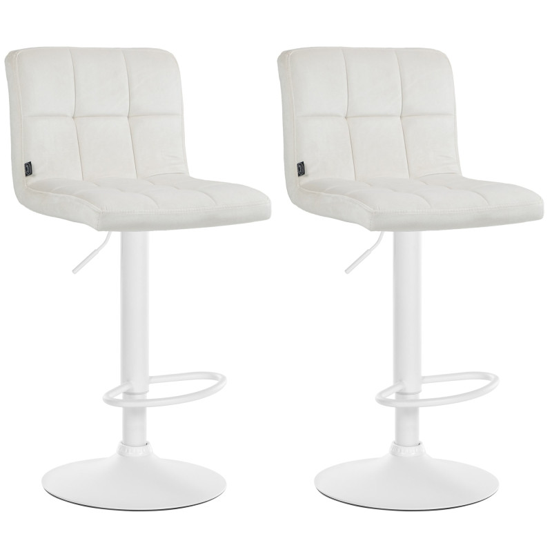 Lot de 2 tabourets de bar en velours du Pérou crème
