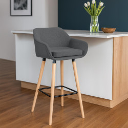 Ensemble de 2 tabourets de bar Grant en tissu gris foncé