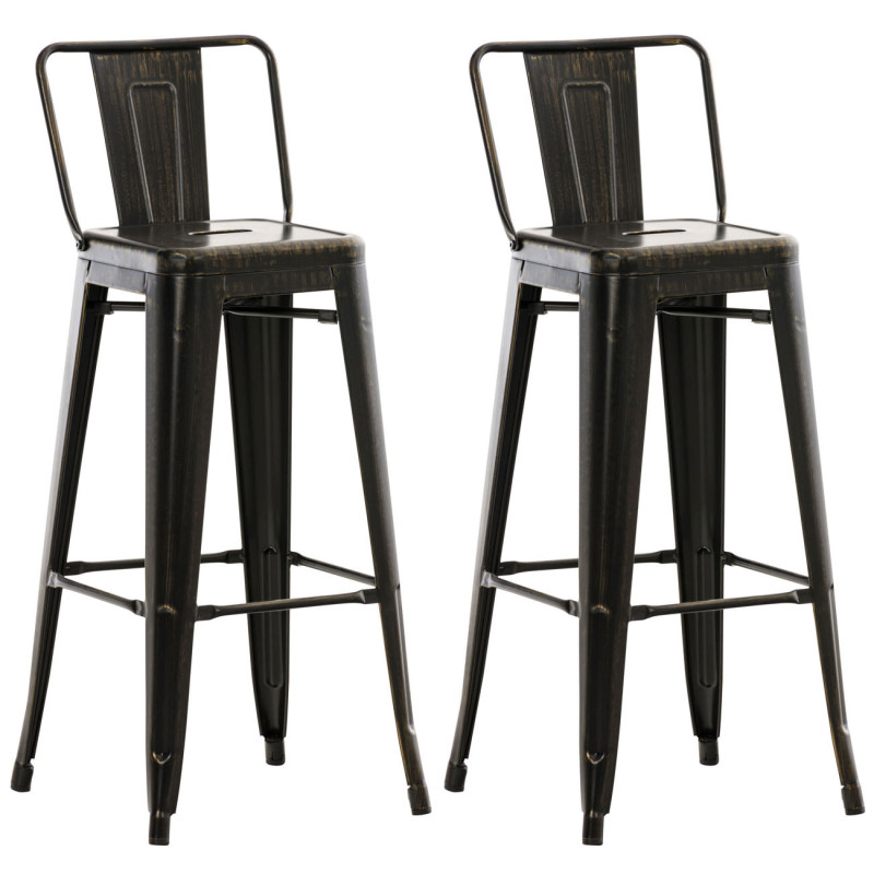 Ensemble de 2 tabourets de bar Mason noir et or