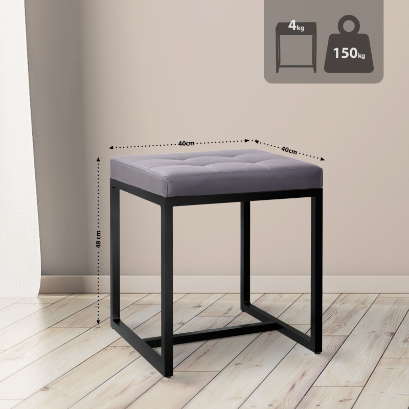 Tabouret Barci B en cuir artificiel gris