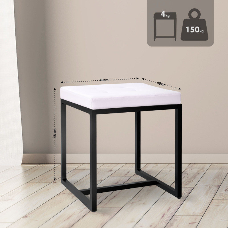 Tabouret Barci B en cuir artificiel blanc