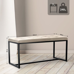 Banc en cuir artificiel Barci B crème