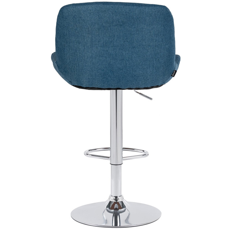 Lot de 2 tabourets de bar Solon en tissu chromé bleu