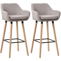 Lot de 2 tabourets de bar en tissu Grant taupe