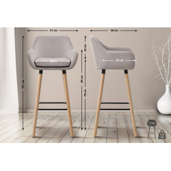 Lot de 2 tabourets de bar en tissu Grant taupe