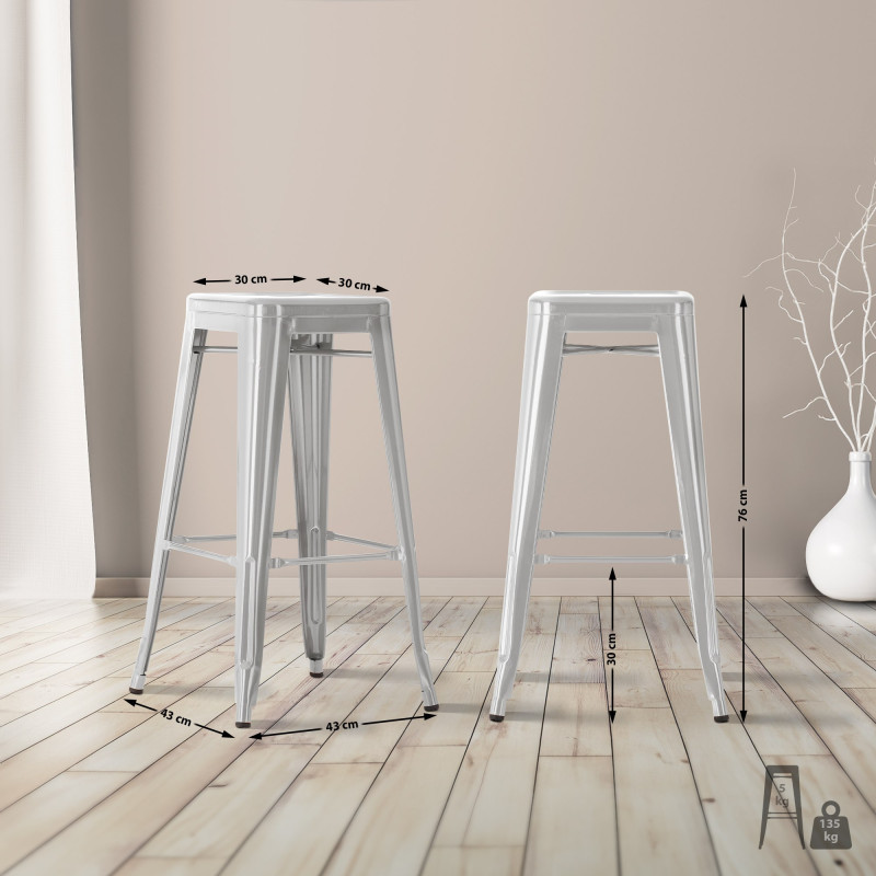 Ensemble de 2 tabourets de bar Joshua argent