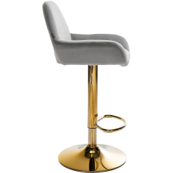 Tabouret de bar Braga en velours doré gris