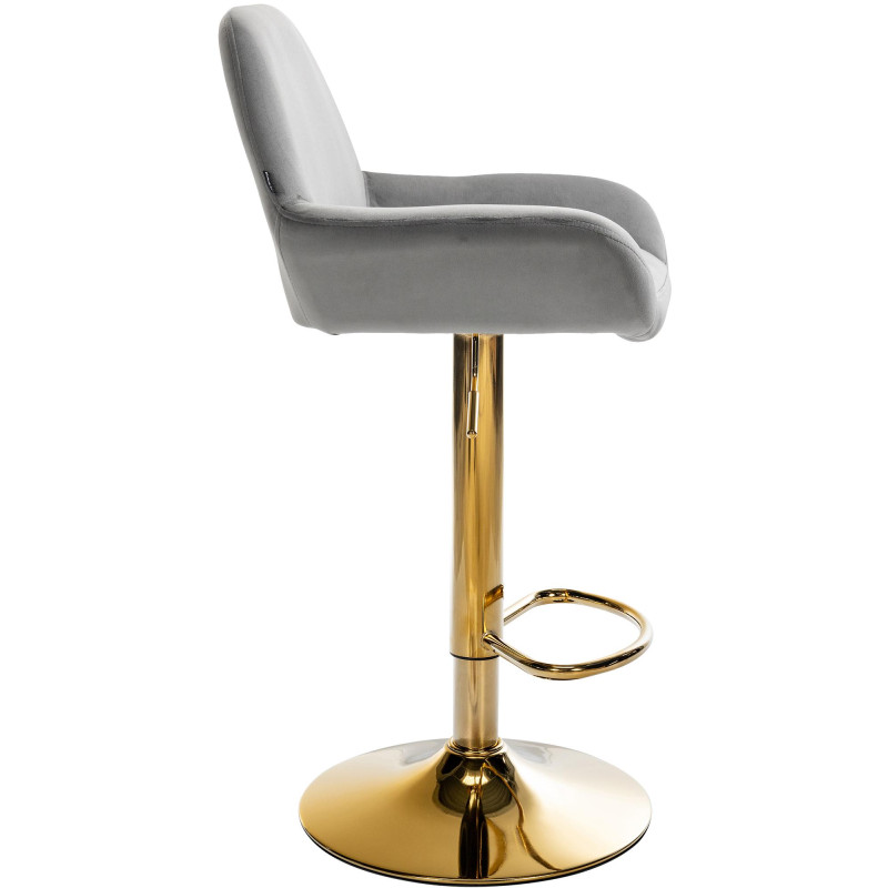 Tabouret de bar Braga en velours doré gris