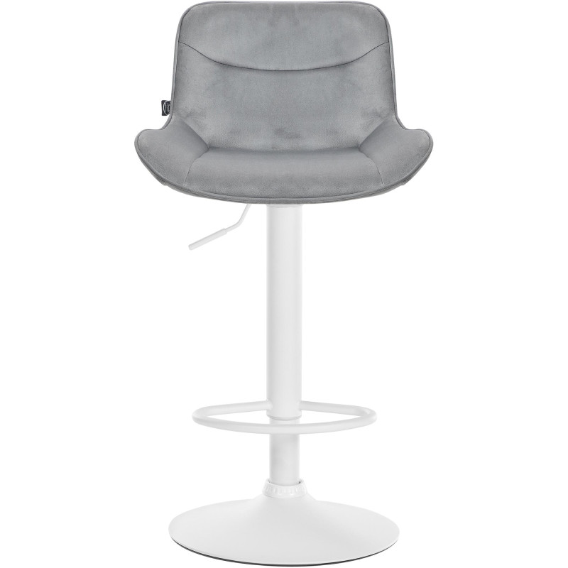 Tabouret de bar Vonore velours blanc gris