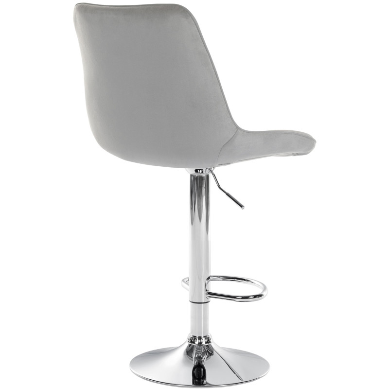 Tabouret de bar Toni velours chromé gris
