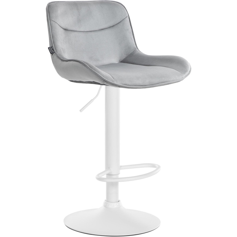 Tabouret de bar Vonore velours blanc gris